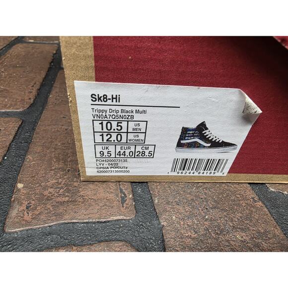 Vans SK8-Hi Men Size 10.5 Womens Size 12 Trippy Drip Skull Casual Shoes - Picture 7 of 8